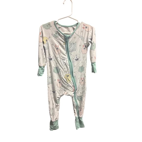 Caden Lane Baby Convertible Bamboo Romper,3-6mo, “Monster” - Picture 1 of 1